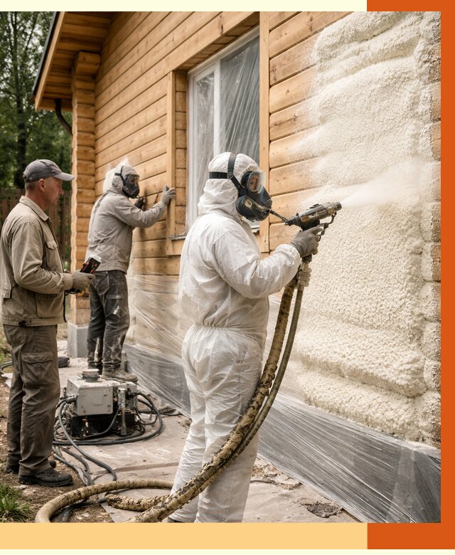 Утепление дома из бруса ППУ в Сарове от 4010 руб/м2 под ключ | ТепломастерСро