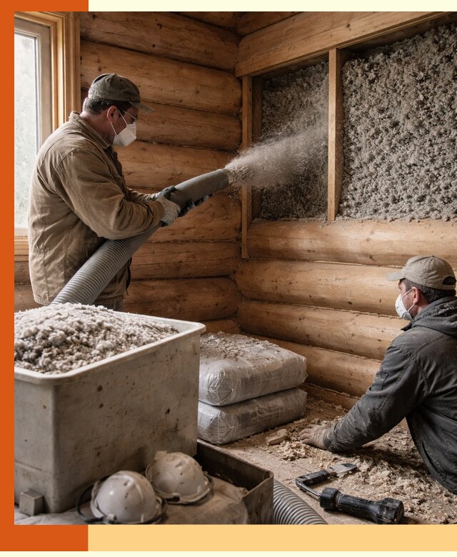 Утепление дома из бруса эковатой в Сарове