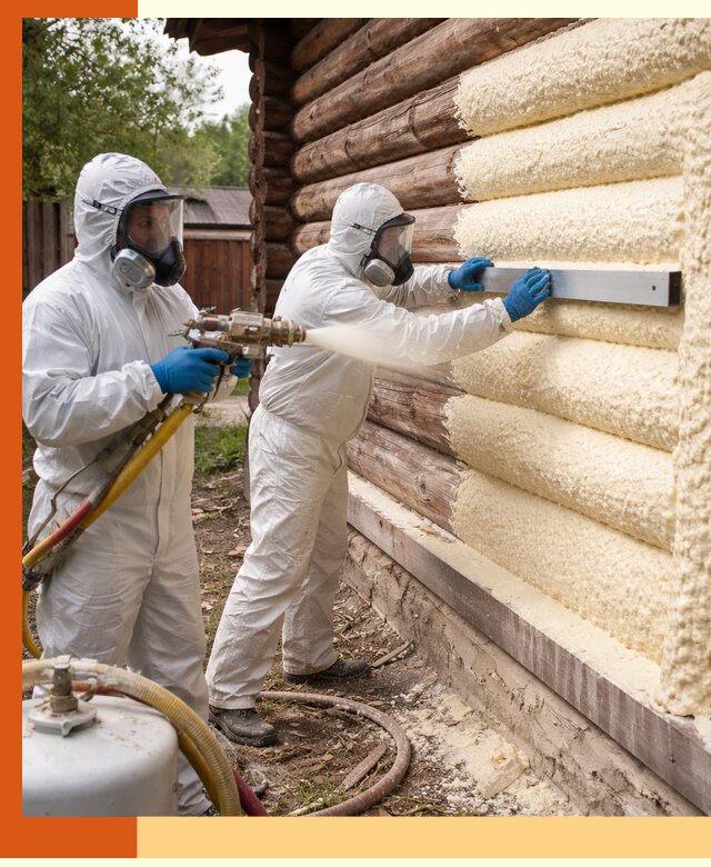 Утепление бревенчатого дома ППУ в Сарове эффективной изоляцией