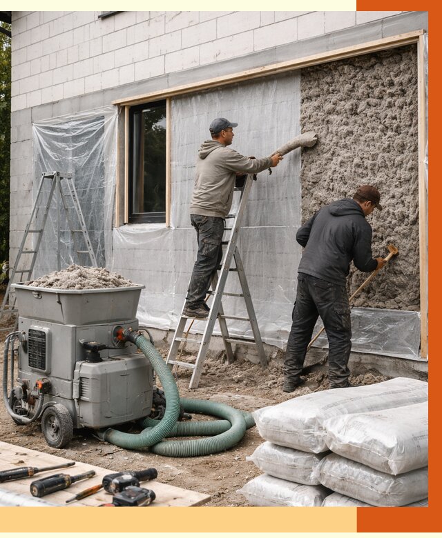 Утепление дома из газобетона эковатой в Сарове от 4687 руб./м2 | ТепломастерСро