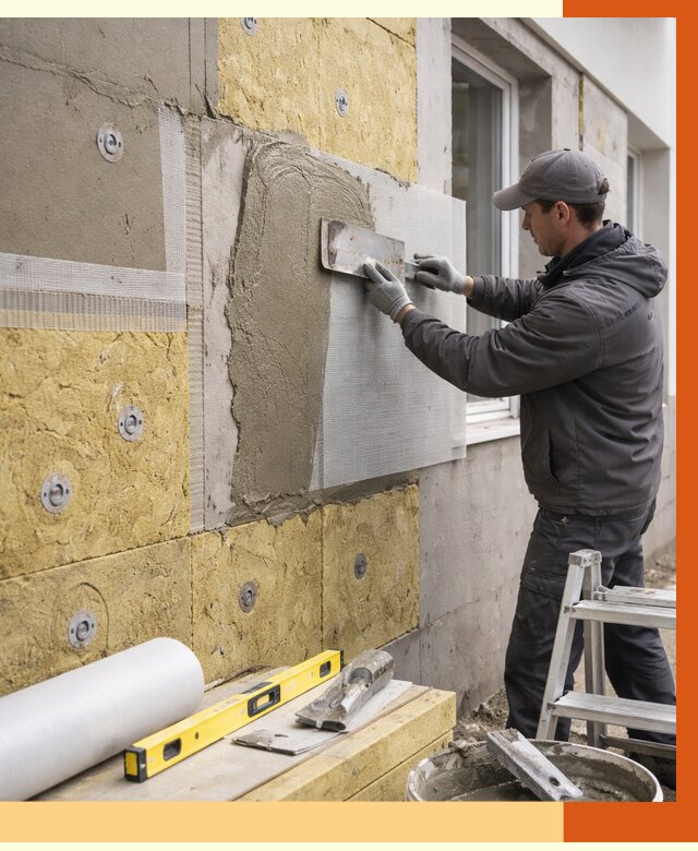 Утепление фасада под штукатурку в Сарове от 4374 руб/м2 — монтаж пенопластом и минватой | ТепломастерСро