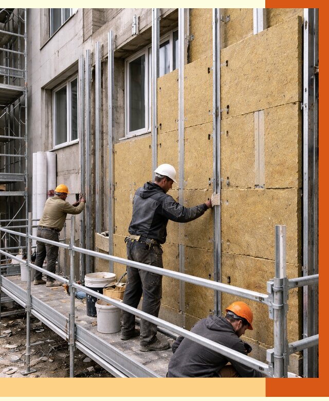 Утепление вентилируемого фасада в Сарове от 5832 руб/м2 — монтаж и утепление вентфасад | ТепломастерСро