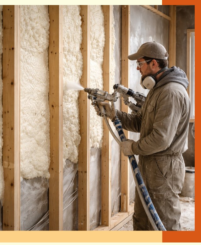 Утепление каркасной стены ППУ в Сарове от 4426 руб./м2 под ключ | ТепломастерСро