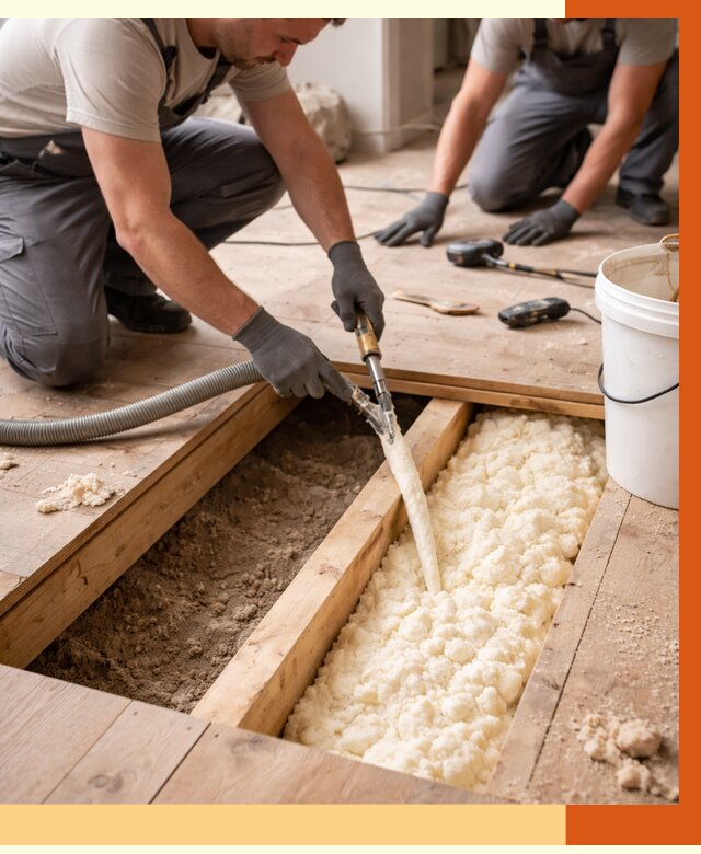 Заполнение пустот пола в Сарове от 2812 руб. — утепление пустот пола под ключ | ТепломастерСро
