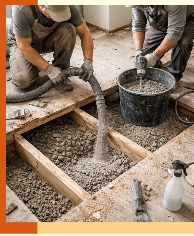 Заполнение пустот пола в Сарове полиуретаном и пенополистиролом