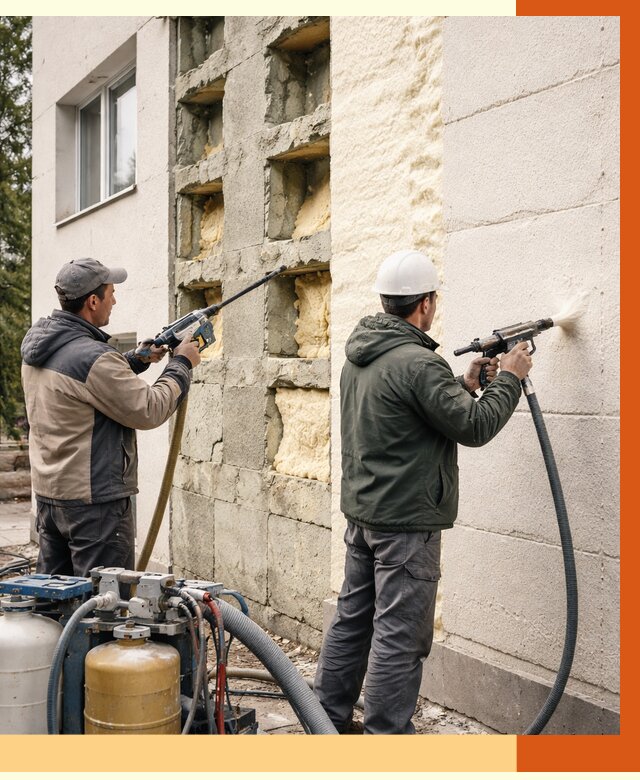 Заполнение пустот фасада в Сарове от 4687 руб. — утепление пустот облицовки | ТепломастерСро