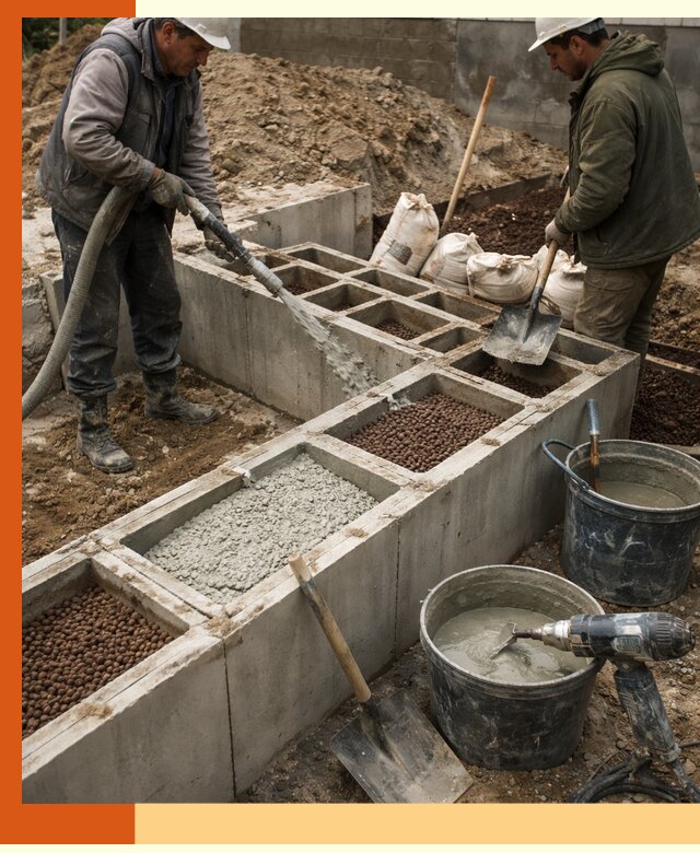 Заполнение полостей фундамента в Сарове герметичным утеплением и повышением прочности