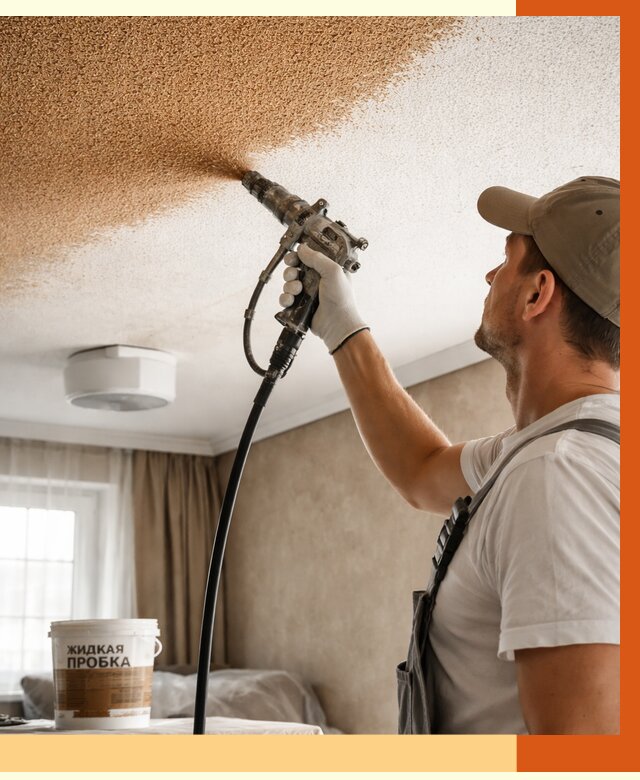 Утепление потолка жидкой пробкой в Сарове от 3645 руб. | ТепломастерСро