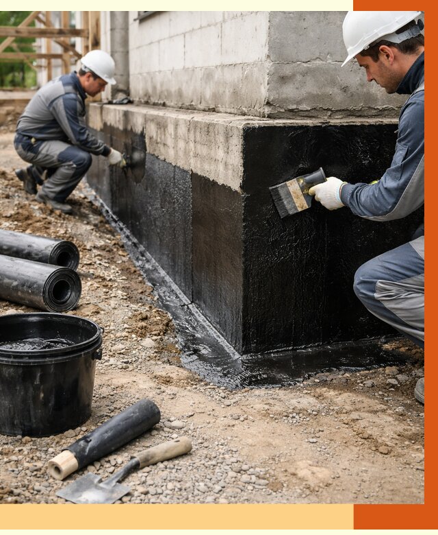 Гидроизоляция фундамента в Сарове от 1302 руб. — профессионально, под ключ | ТепломастерСро