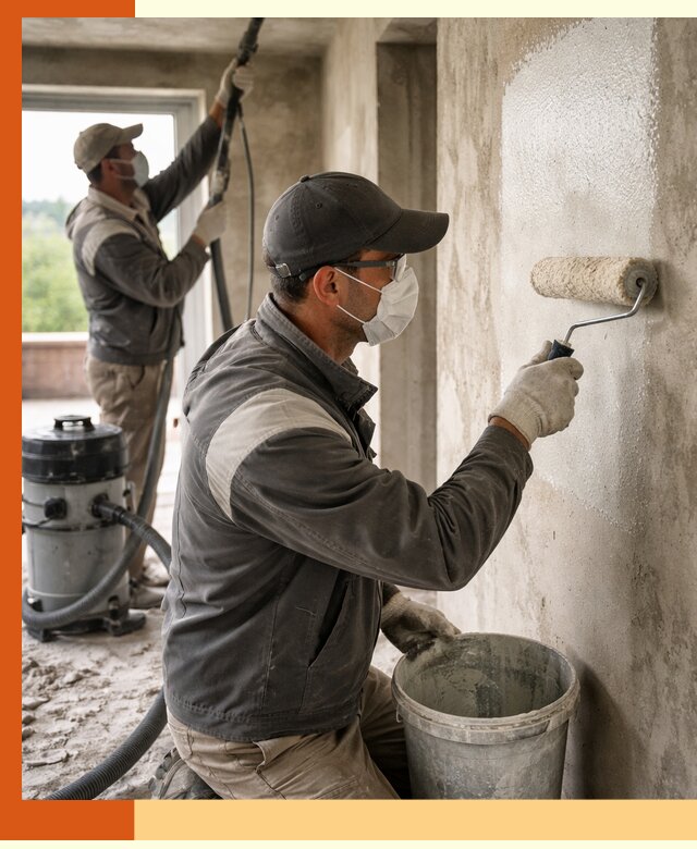 Подготовка поверхности под напыление утеплителя в Сарове